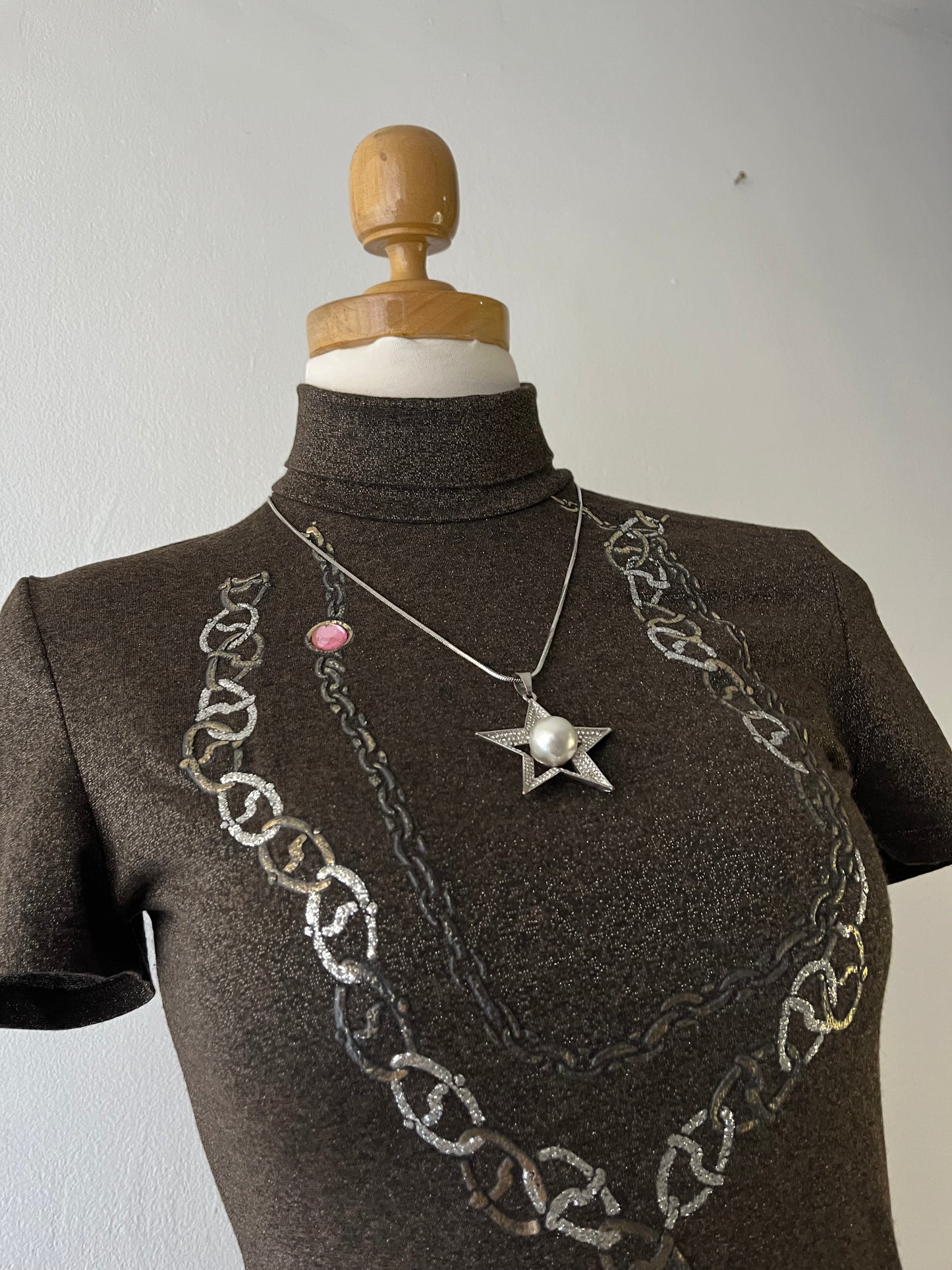 Iridescent high-neck top