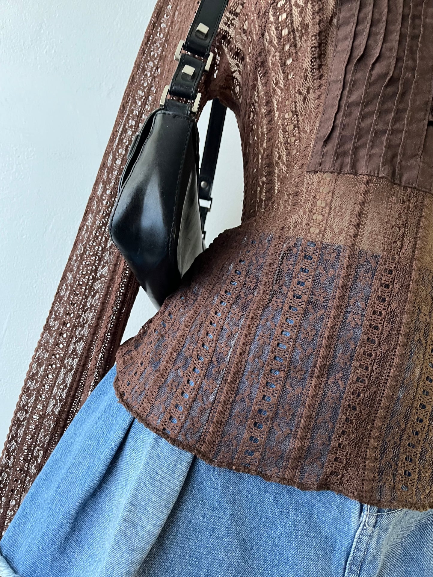 Adorable brown mesh top