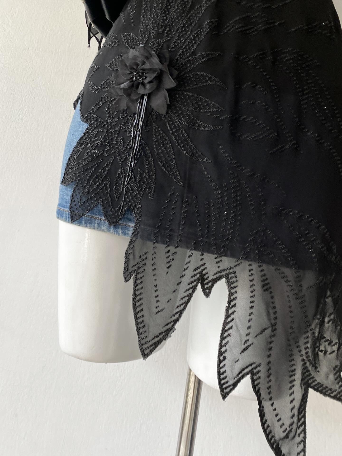 Black asymmetrical fairy goth top-Size M
