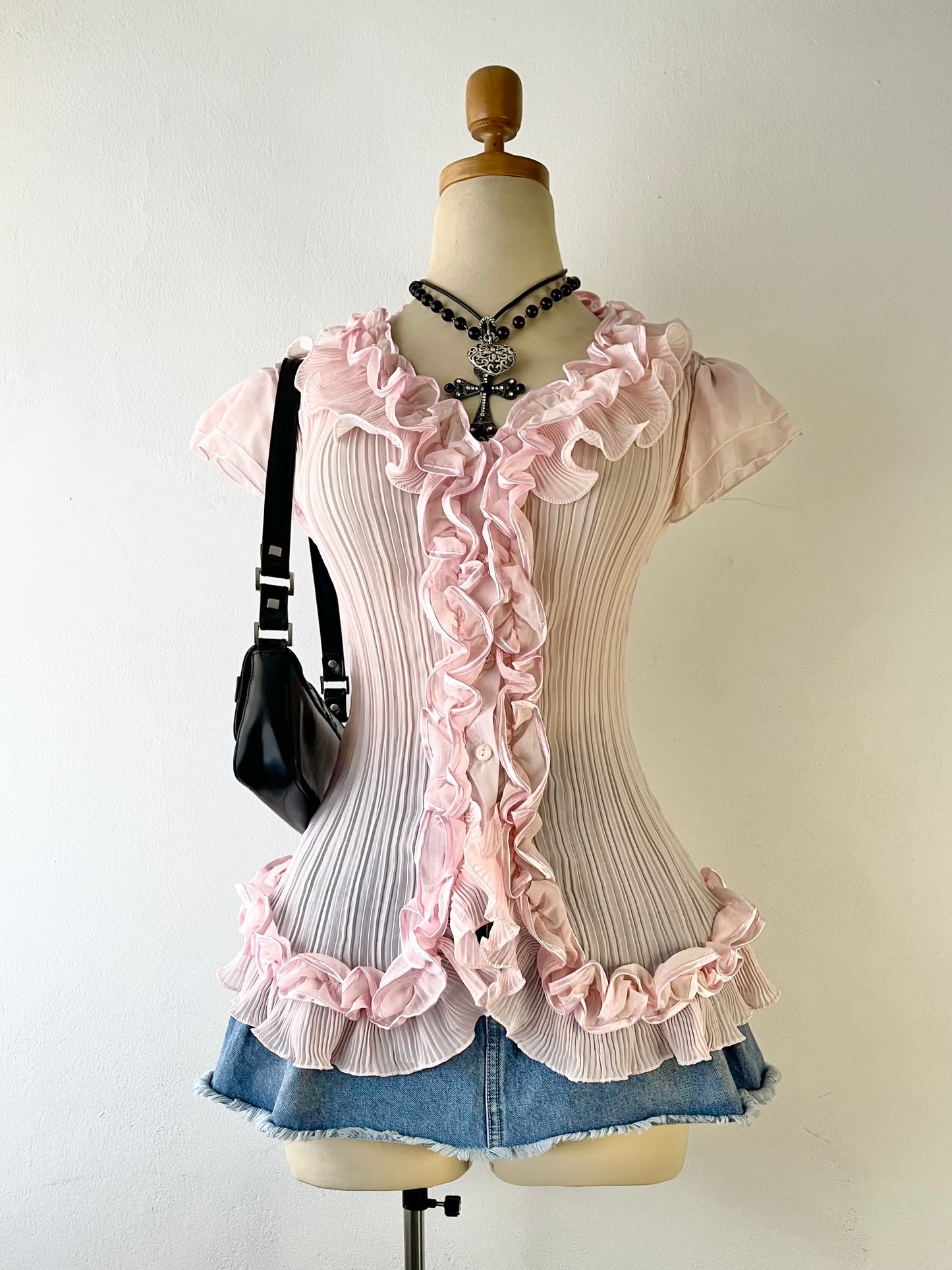 Coquette soft pink top