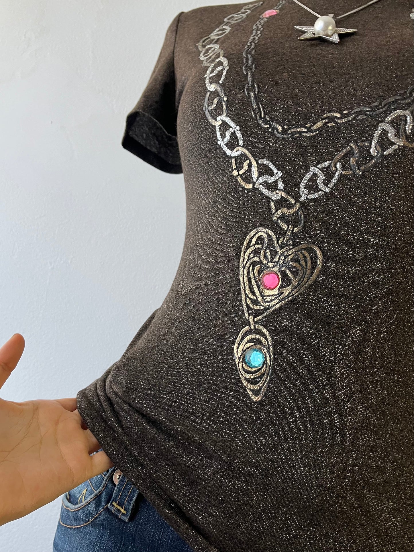 Iridescent high-neck top