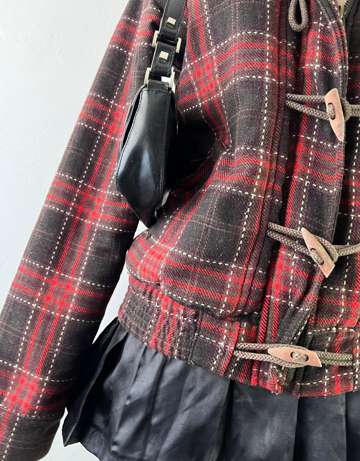 Checked jacket with warm inner lining and hood
