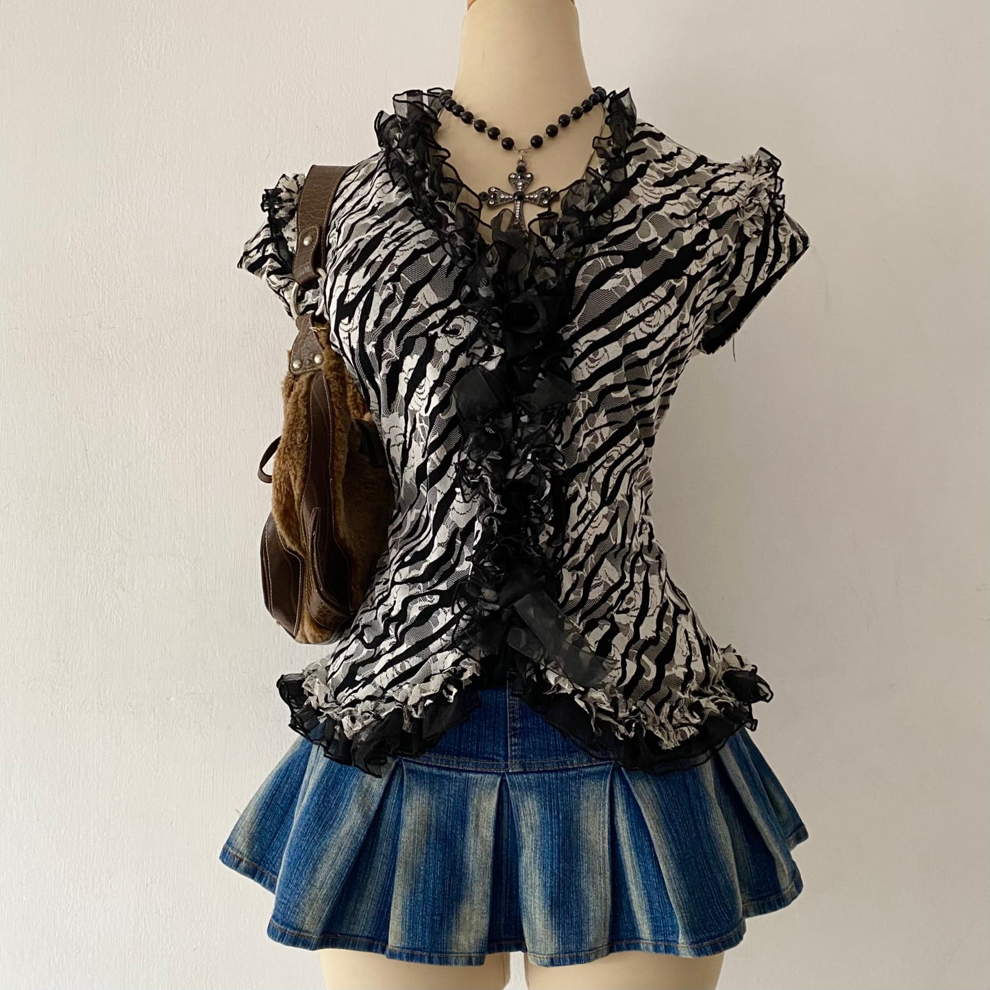 Gothic animal print blouse