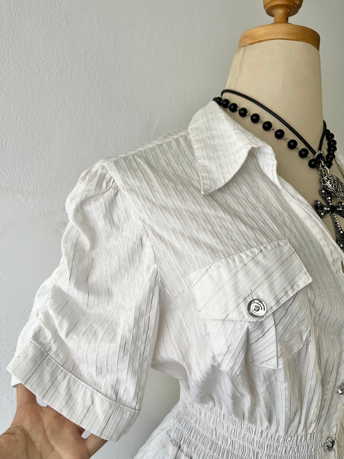 White blouse with pockets