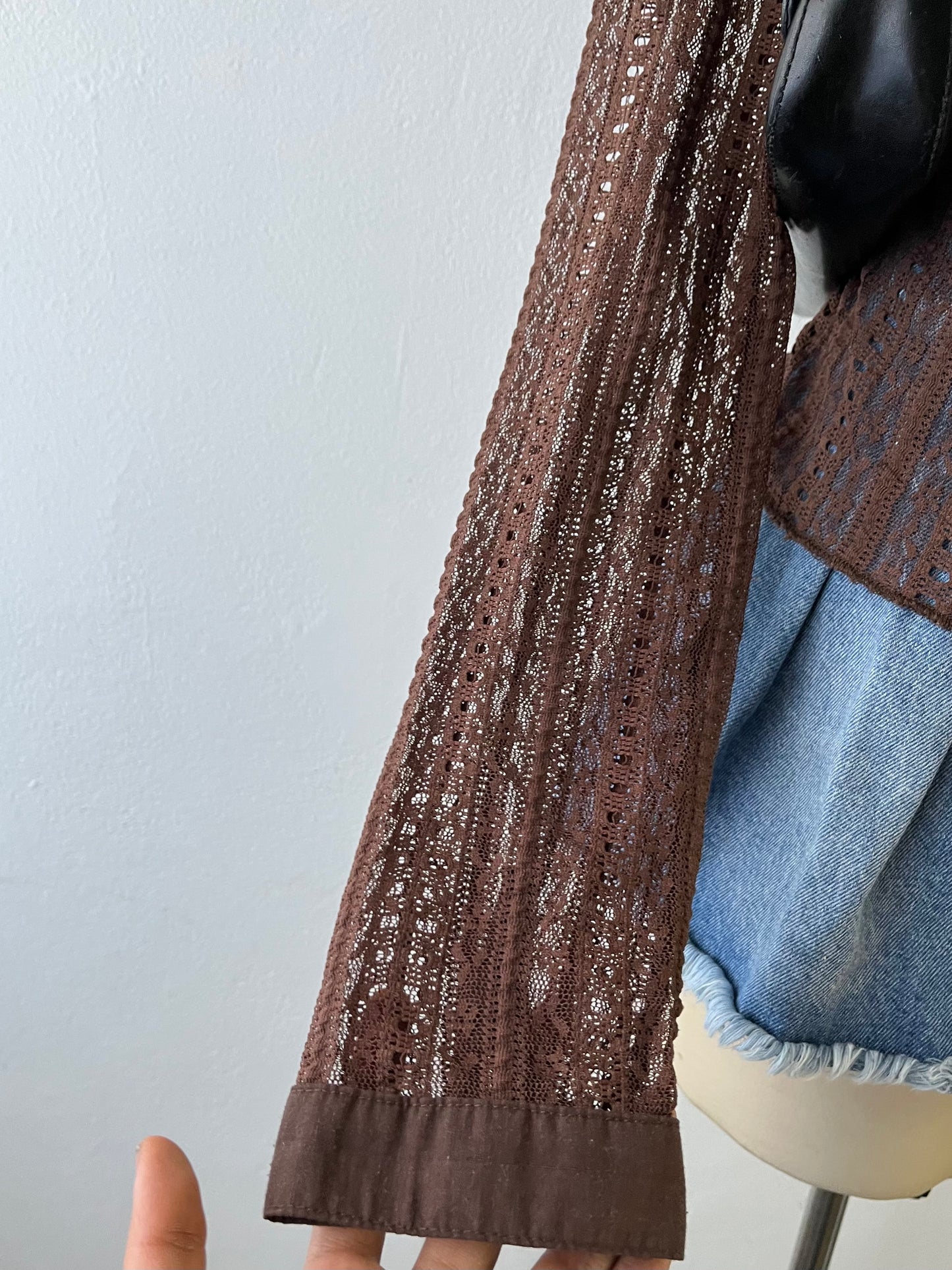 Adorable brown mesh top
