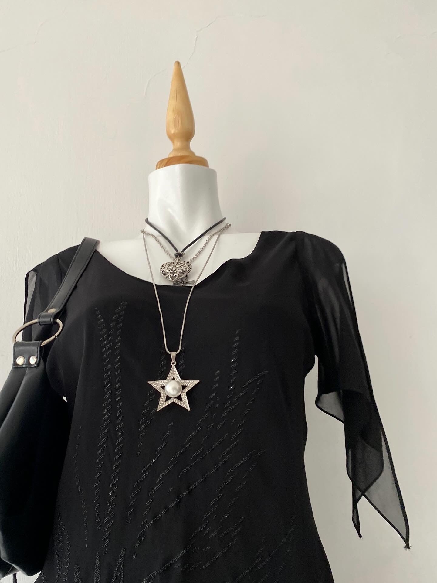 Black asymmetrical fairy goth top-Size M