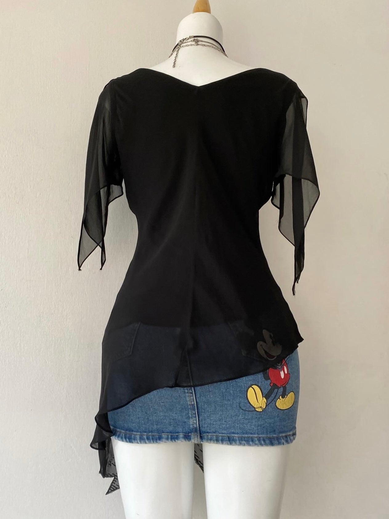 Black asymmetrical fairy goth top-Size M