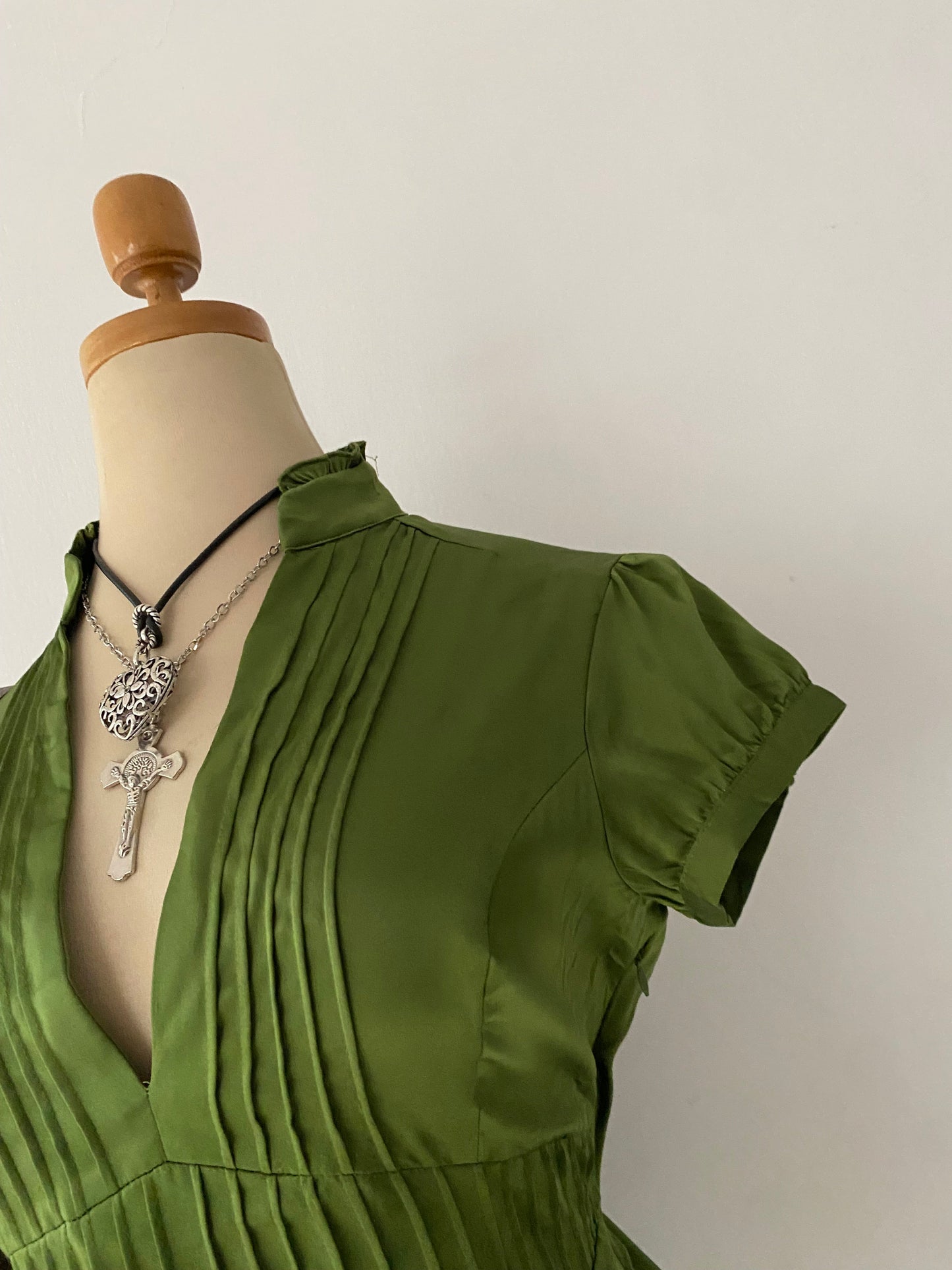 Green satin blouse