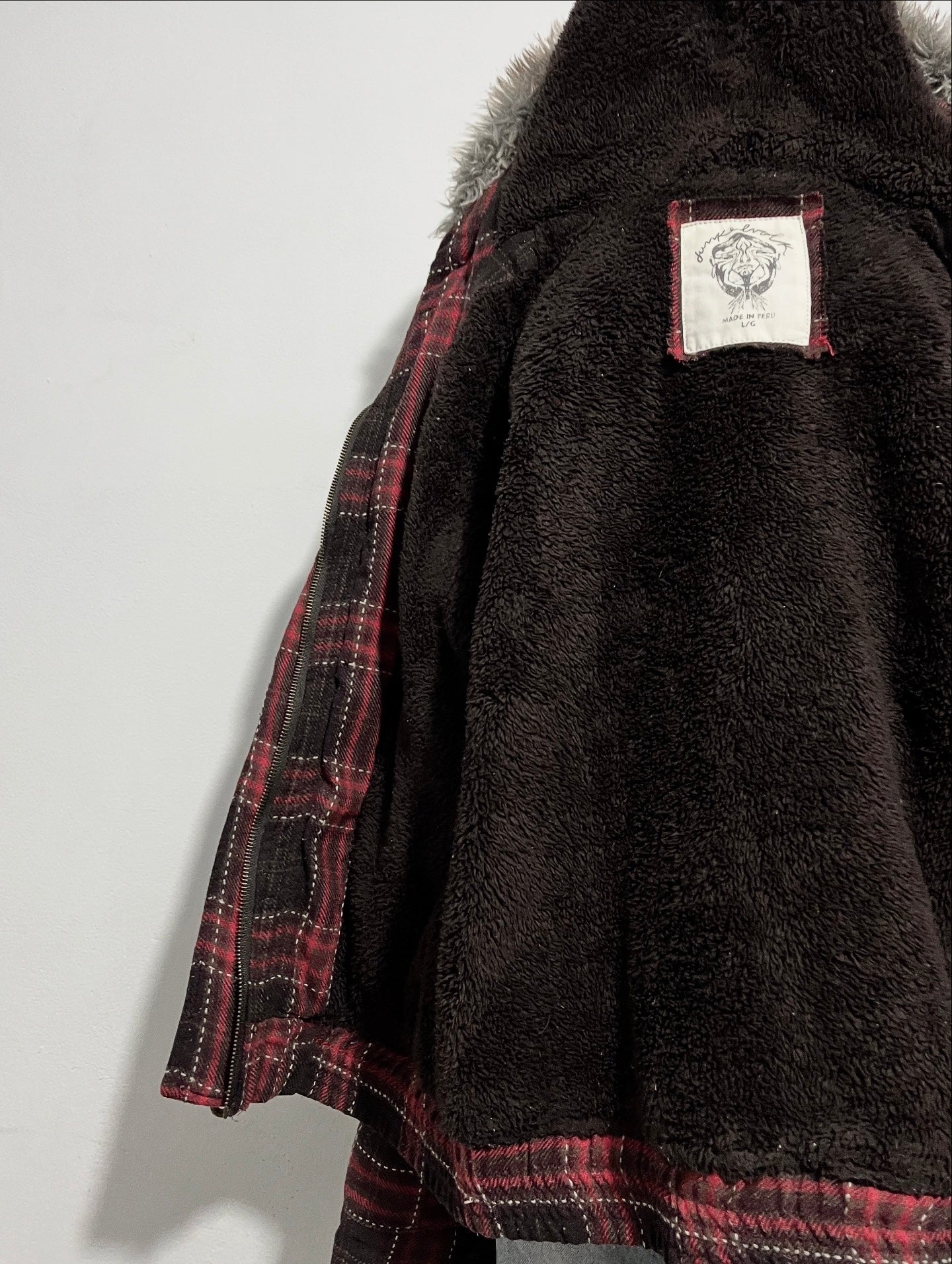 Checked jacket with warm inner lining and hood