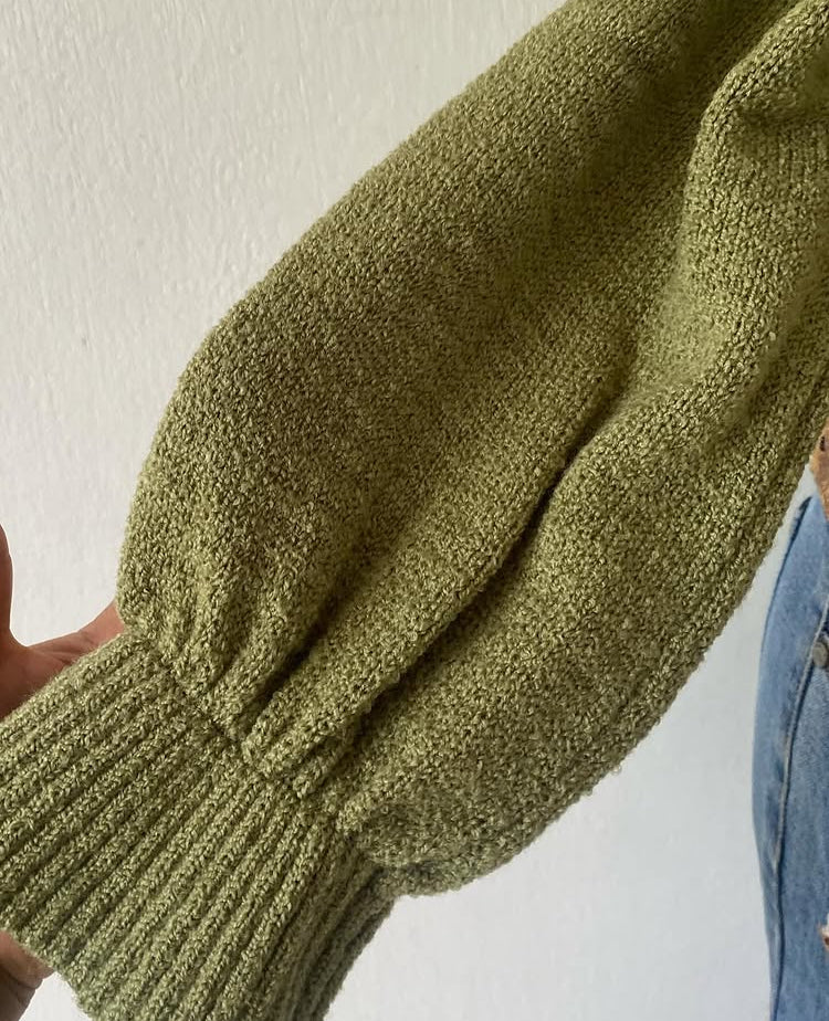 Off-shoulder sweater olive green