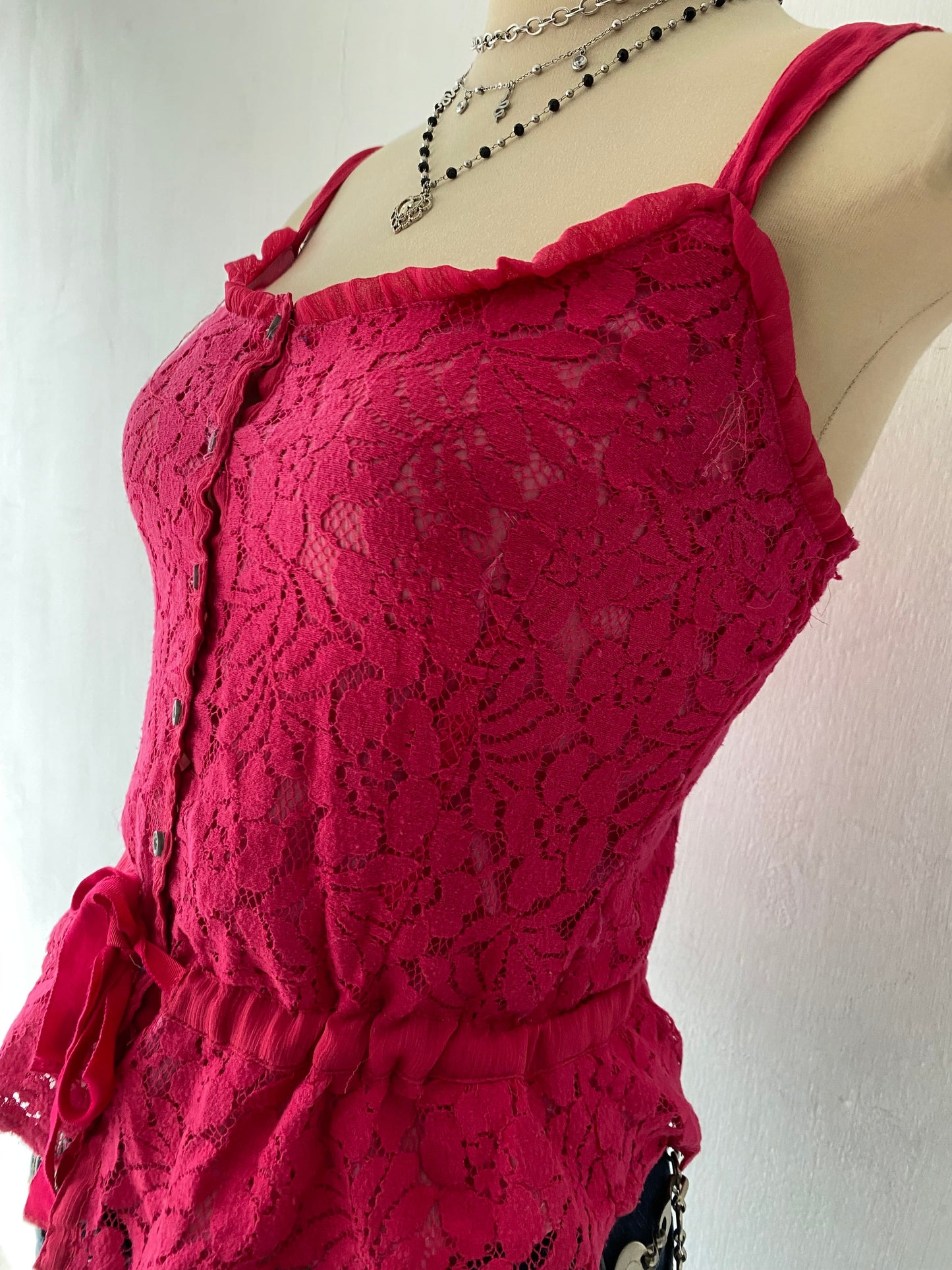 Pink lace top with bow