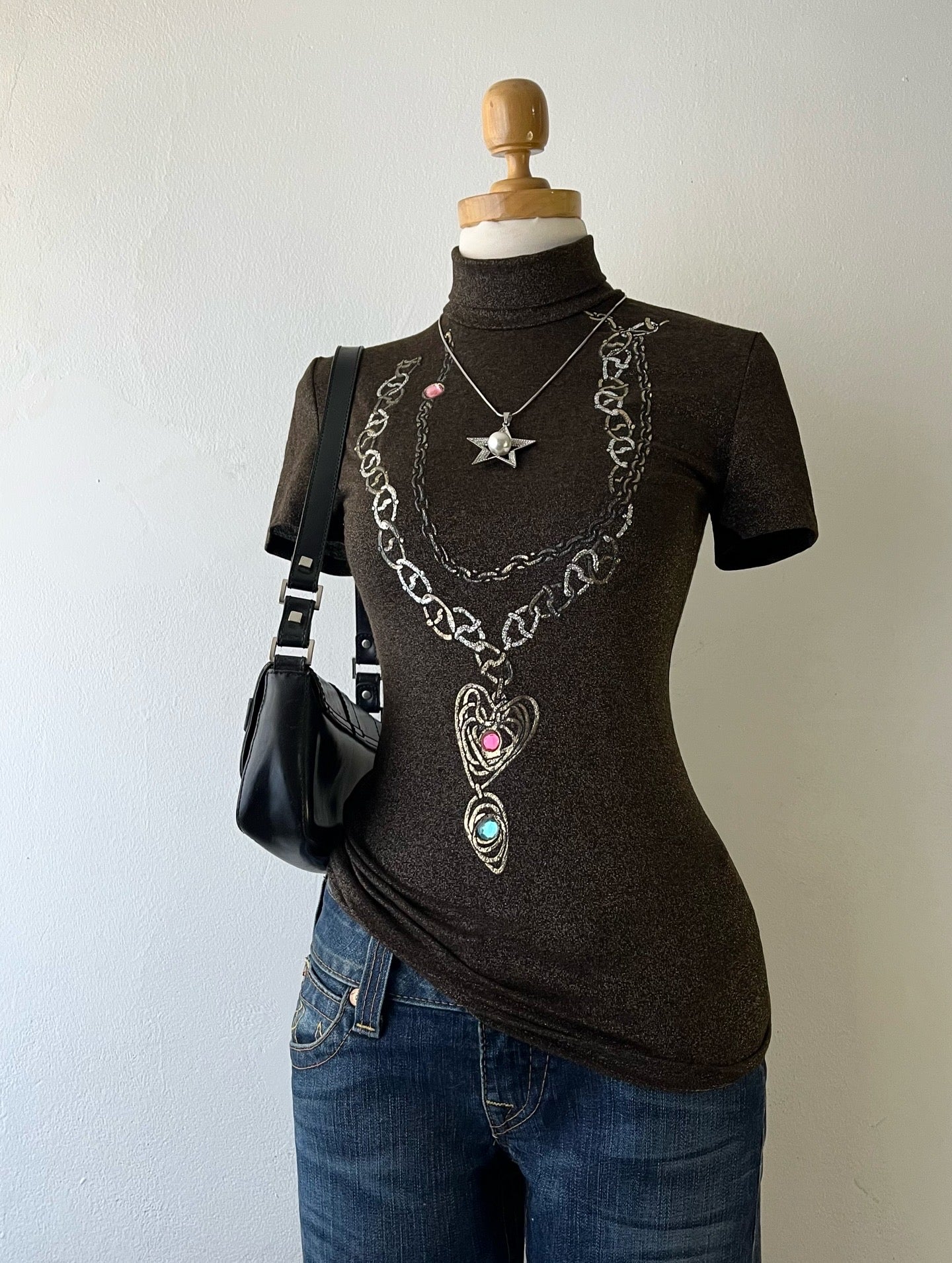 Iridescent high-neck top