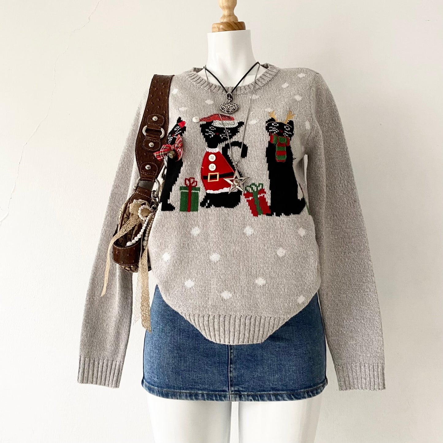 3D Christmas kitten oversized sweater