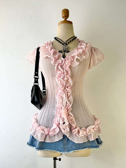 Coquette soft pink top