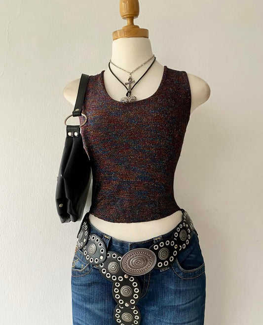 Iridescent waist-high top