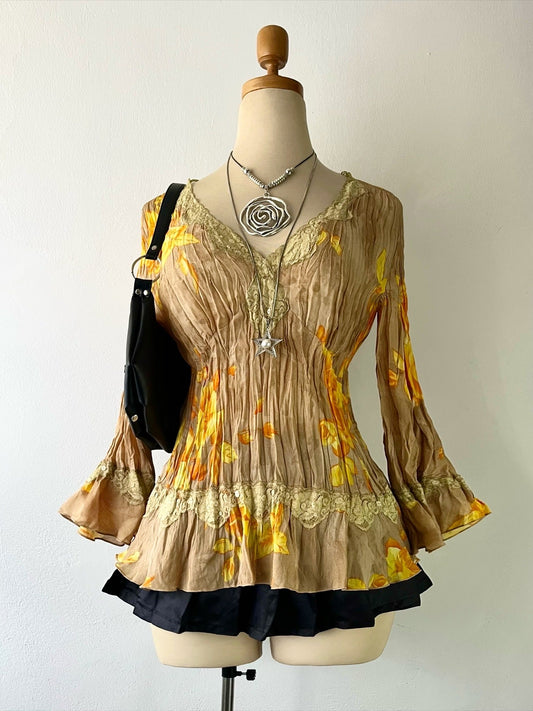 Beige floral blouse