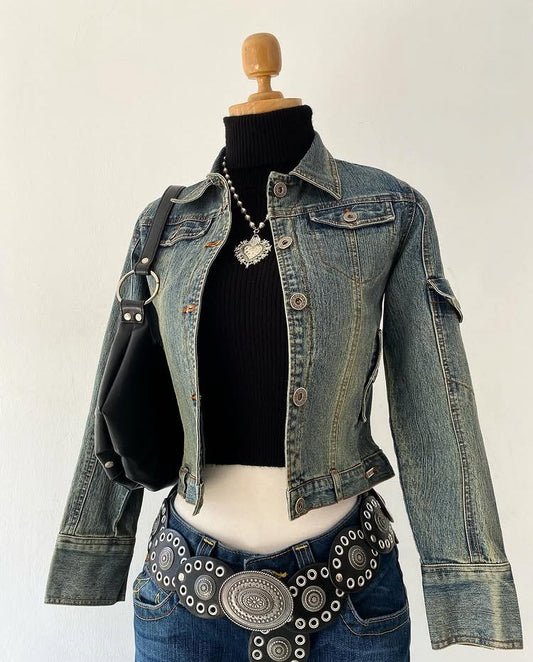 Focused cargo waist jean jacket